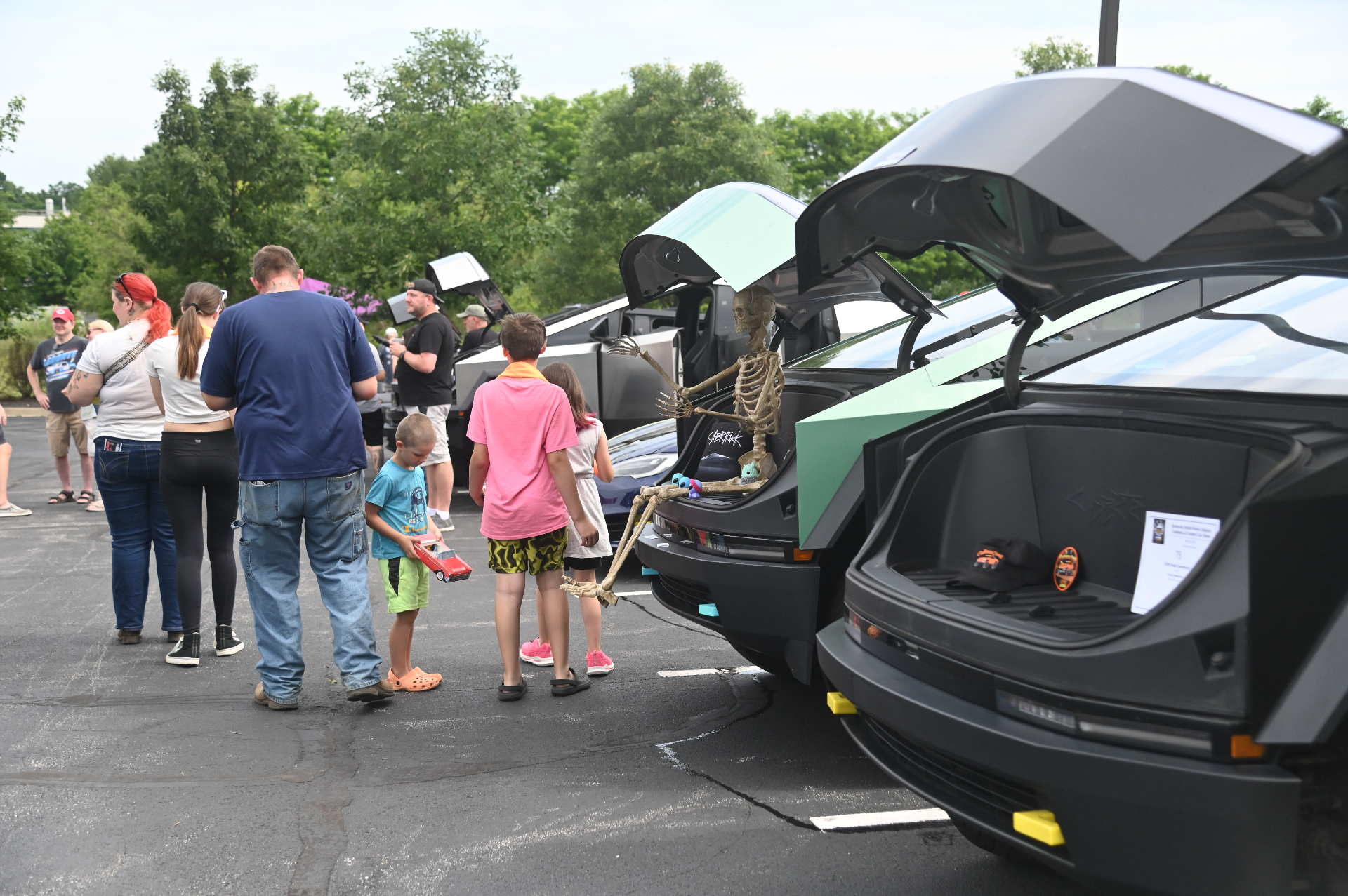 Tesla owners at a Kentucky Speedway car show