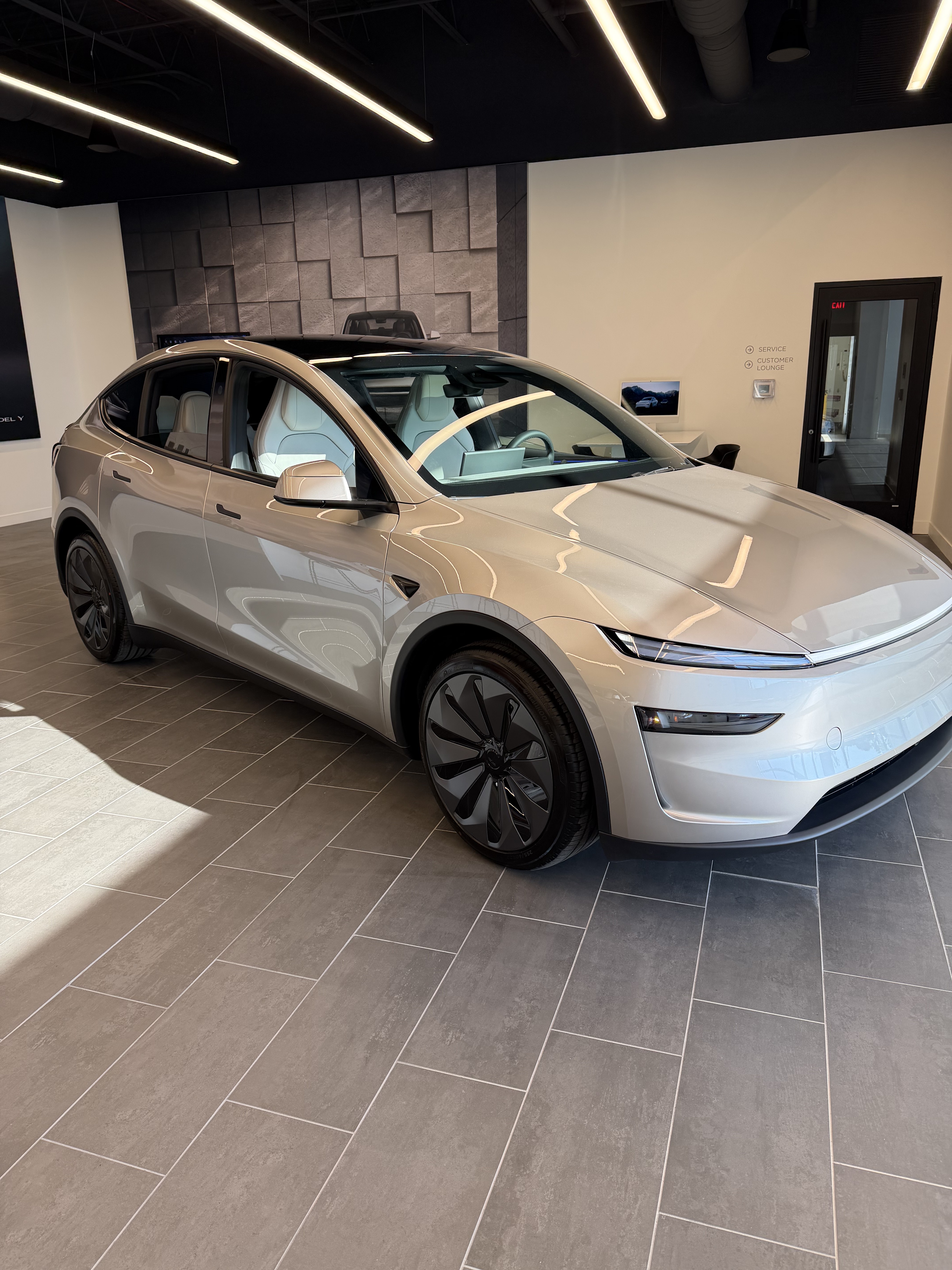 New Tesla Model Y L on display inside Tesla Cincinnati Oakley